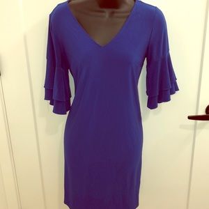Blue Ruffle Sleeve Shift Dress!